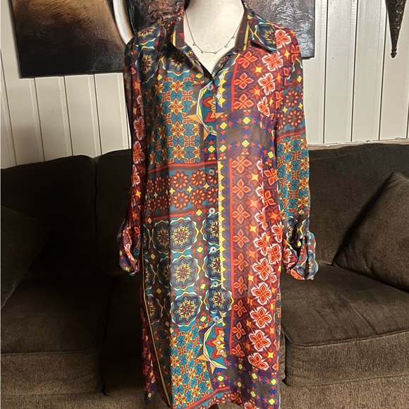 Multiples~Vintage Tunic Blouse Size Medium W/ Mandala Design (New W/Tags) - Picture 2 of 15